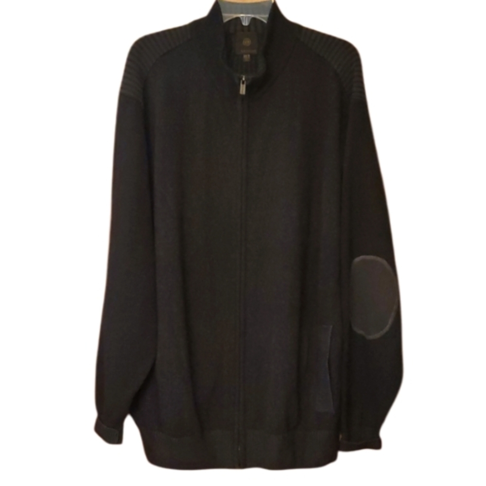F/X Fusion Mens Size XLT Black Textural Sweater Full Zip Jacket‎